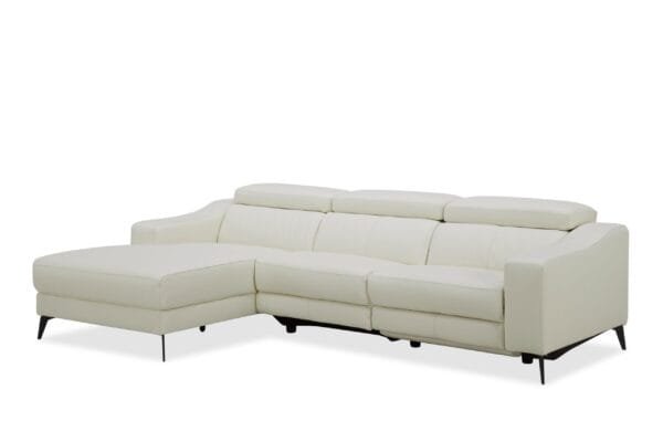 Modrest Rampart - Modern L-Shape LAF White Leather Sectional Sofa with 1 Recliner - Image 4