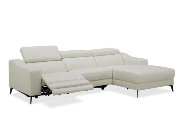 Modrest Rampart - Modern L-Shape RAF White Leather Sectional Sofa with 1 Recliner - Image 5