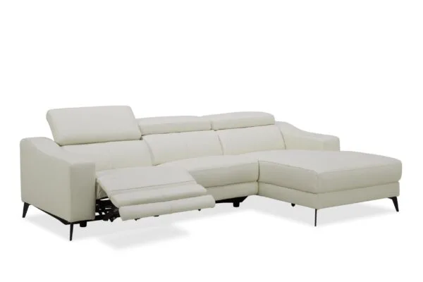 Modrest Rampart - Modern L-Shape RAF White Leather Sectional Sofa with 1 Recliner - Image 5