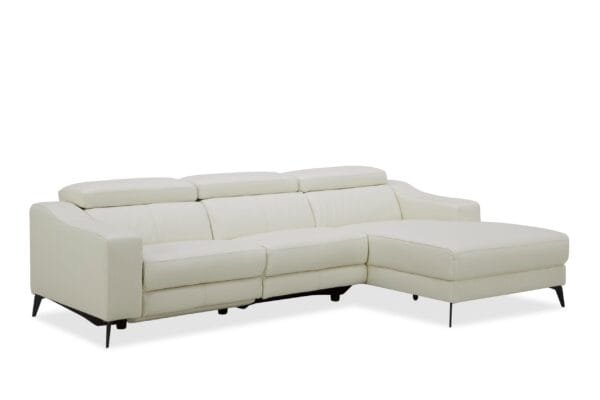 Modrest Rampart - Modern L-Shape RAF White Leather Sectional Sofa with 1 Recliner - Image 4