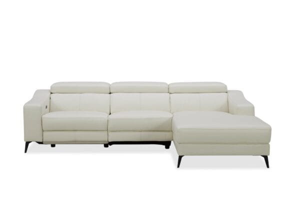 Modrest Rampart - Modern L-Shape RAF White Leather Sectional Sofa with 1 Recliner - Image 3