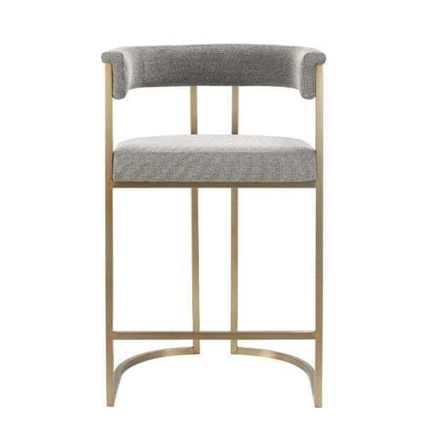 Modrest Byron - Modern Grey Fabric + Antique Brass Counter Chair
