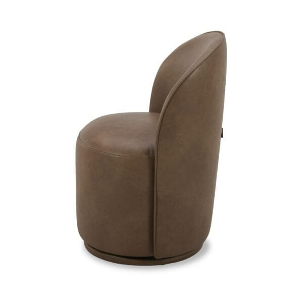 Modrest Correa - Modern Brown Vegan Leather Swivel Dining Chair - Image 2