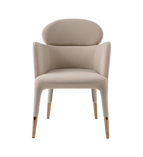 Modrest Shannon - Modern Beige Vegan Leather + Rosegold Dining Chair - Image 3