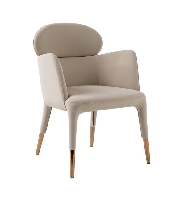 Modrest Shannon - Modern Beige Vegan Leather + Rosegold Dining Chair - Image 4