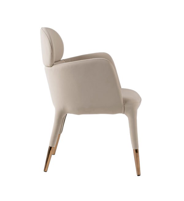 Modrest Shannon - Modern Beige Vegan Leather + Rosegold Dining Chair - Image 5