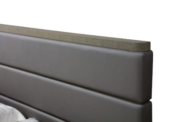 Modrest Lois - Modern Grey Leather & Beige Shagreen Bedroom Set - Image 4