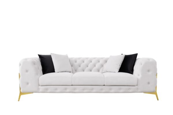 Divani Casa Clarice - Transitional Light Beige Velvet Sofa Set