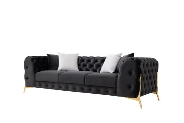 Divani Casa Clarice - Transitional Black Velvet Sofa Set - Image 2