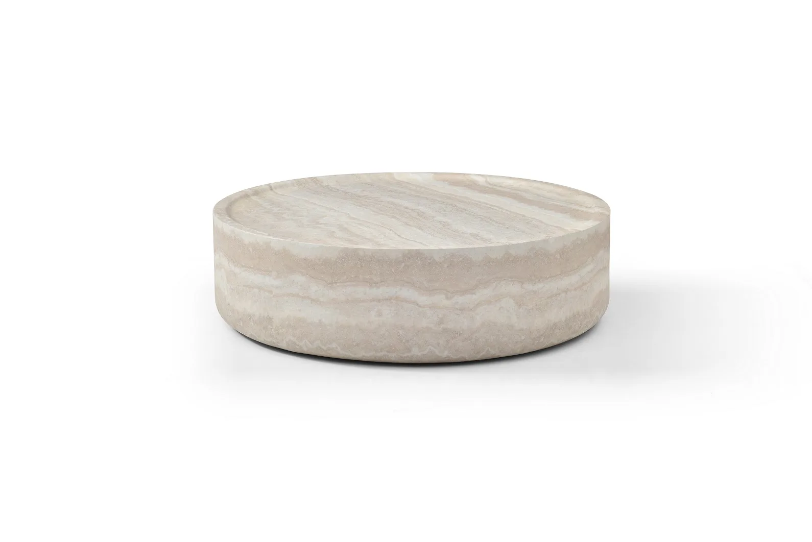 Modrest Benji - Modern Faux Travertine Round Coffee Table Set