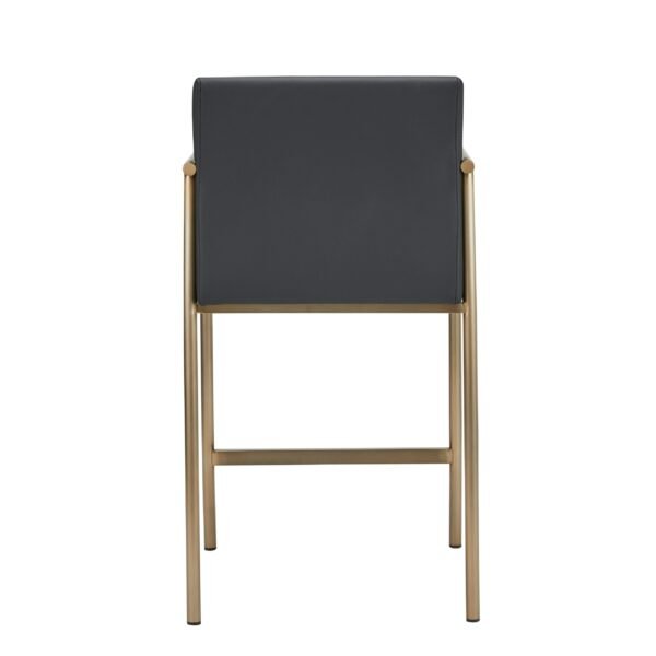 Modrest Custer - Modern Black Vegan Leather + Brass Counter Chair - Image 2