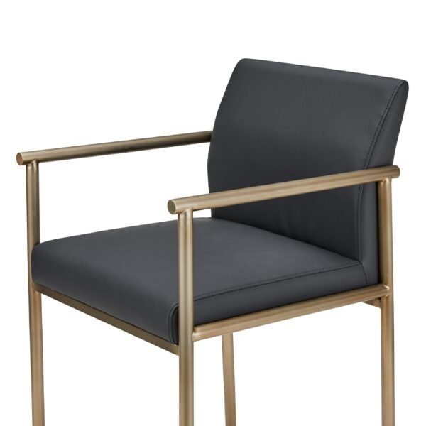 Modrest Custer - Modern Black Vegan Leather + Brass Counter Chair - Image 3