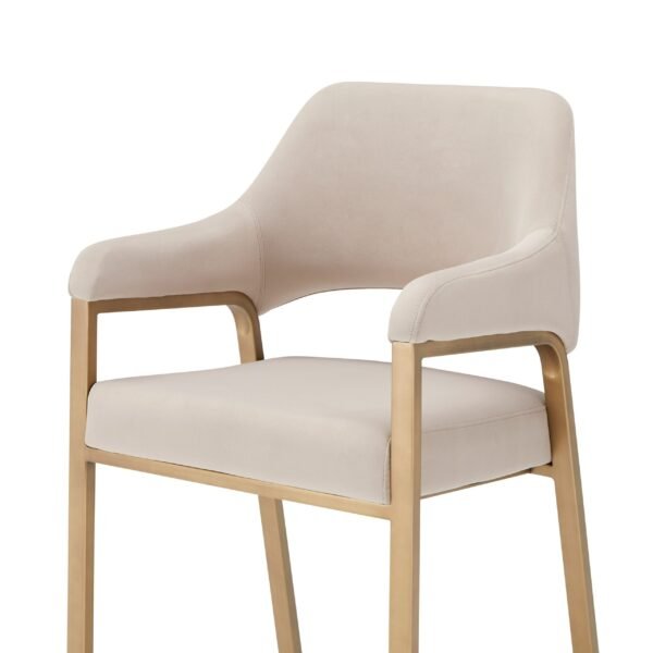 Modrest George - Modern Beige Fabric + Antique Brass Counter Chair - Image 3