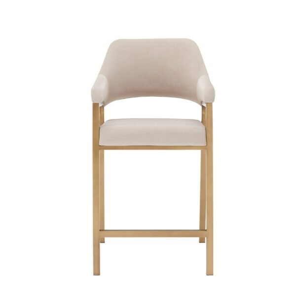 Modrest George - Modern Beige Fabric + Antique Brass Counter Chair