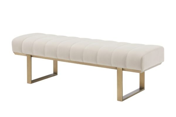 Modrest Robles - Modern Beige Fabric + Antique Brass Dining Bench - Image 2