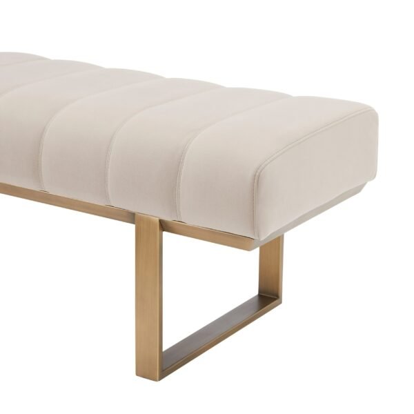 Modrest Robles - Modern Beige Fabric + Antique Brass Dining Bench - Image 3