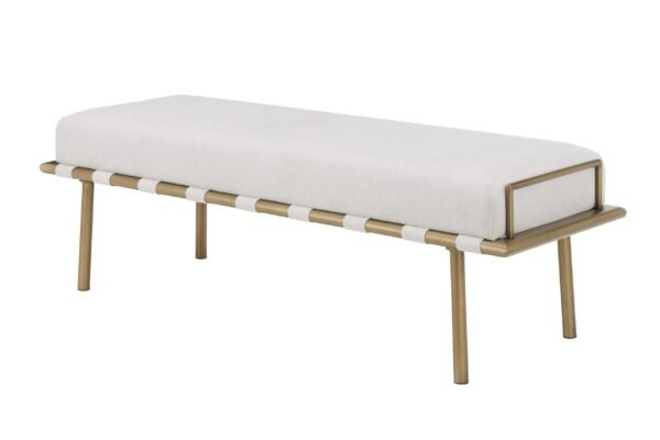 Modrest Hathaway - Modern Beige Fabric + Antique Brass Dining Bench - Image 2