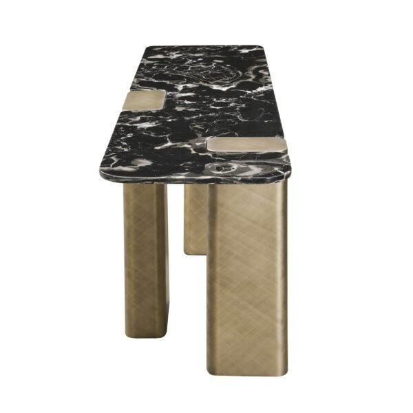 Modrest Quest - Modern Black Rose Marble + Antique Brass Console Table - Image 2