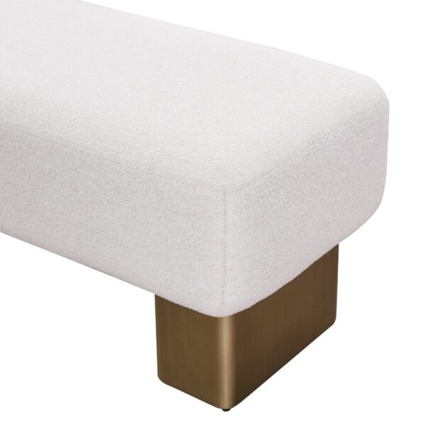 Modrest Triumph - Contemporary Off-White Fabric + Antique Brass Bench - Image 2