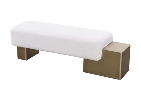 Modrest Triumph - Contemporary Off-White Fabric + Antique Brass Bench - Image 3