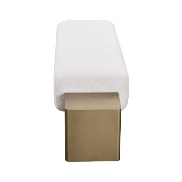 Modrest Triumph - Contemporary Off-White Fabric + Antique Brass Bench - Image 4