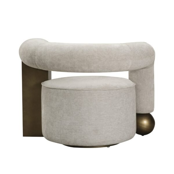 Divani Casa Tranquil - Contemporary Beige Fabric + Antique Brass Accent Chair - Image 2