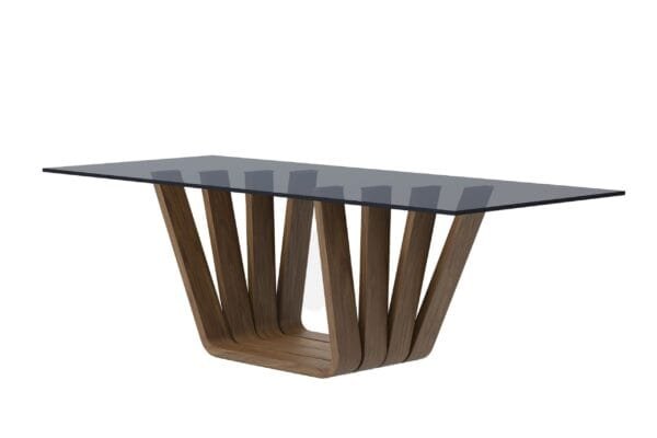 Modrest Solvang - Contemporary - Grey Glass + Walnut Rectangular Dining Table