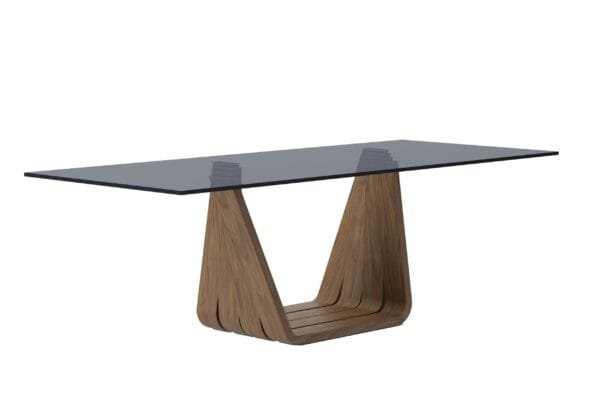 Modrest Solvang - Contemporary - Grey Glass + Walnut Rectangular Dining Table - Image 2