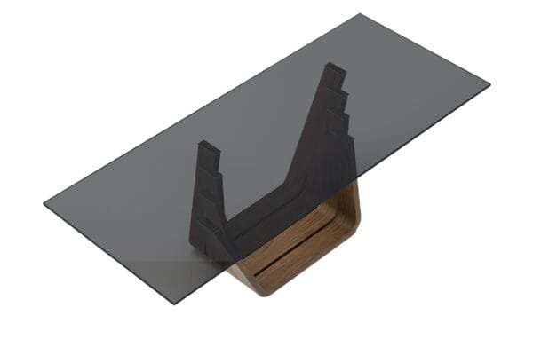 Modrest Solvang - Contemporary - Grey Glass + Walnut Rectangular Dining Table - Image 3