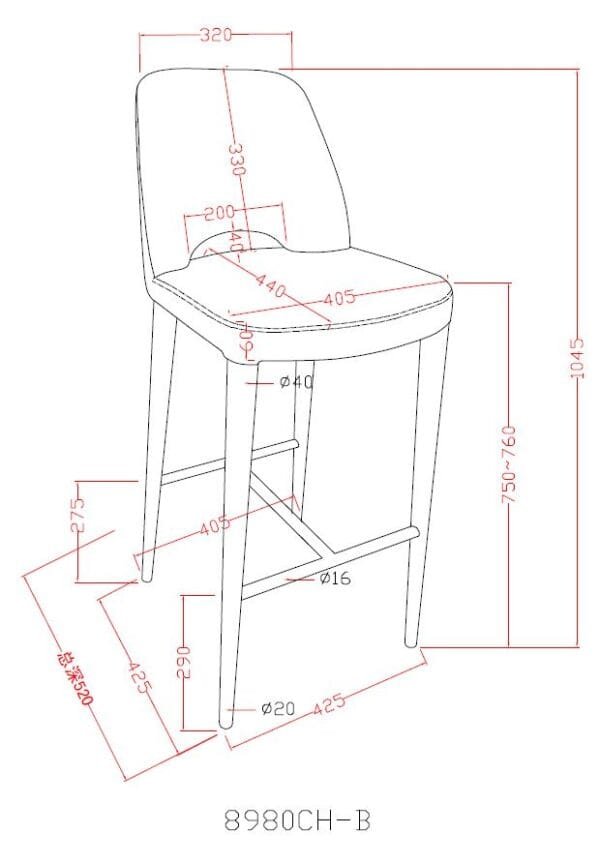 Modrest Williamette Mid-Century Dark Grey Fabric Bar Stool - Image 3