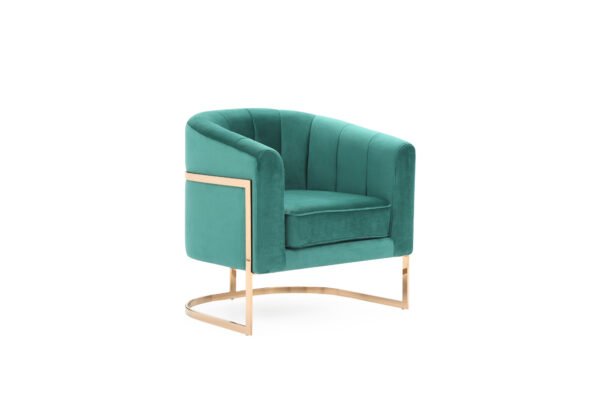 Modrest Trask Modern Green Velvet & Rosegold Accent Chair - Image 3