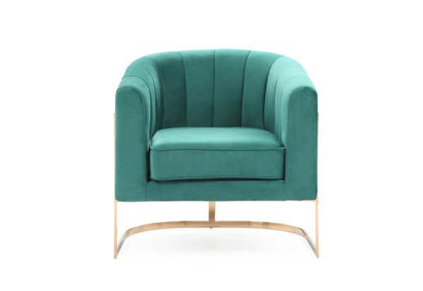 Modrest Trask Modern Green Velvet & Rosegold Accent Chair - Image 4