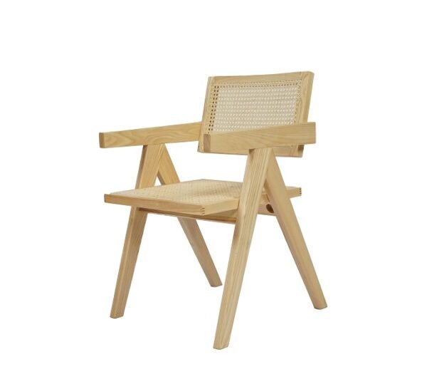 Modrest Aurora Modern Light Rattan and Natural Ash Dining Arm Chair