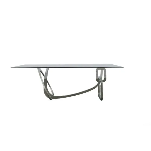Modrest Adelaide Modern Stainless Steel & Glass Dining Table - Image 2