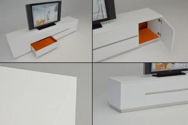 A&X Skyline Modern White Crocodile TV Stand - Image 2