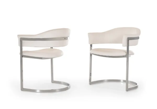 Modrest Allie Contemporary White Leatherette Dining Chair - Image 3