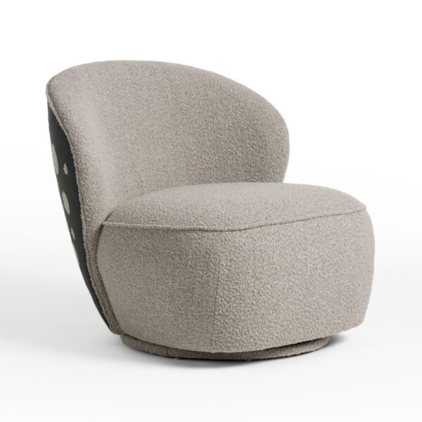 Divani Casa Allis - Glam Grey and Black Fabric Swivel Accent Chair