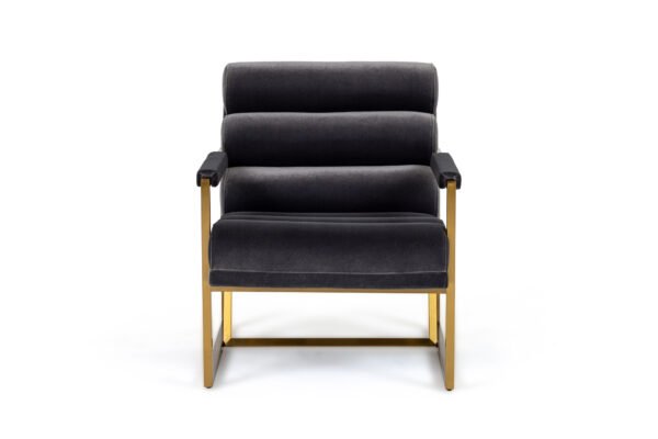 Modrest Anton - Modern Grey Velvet + Brass Accent Chair