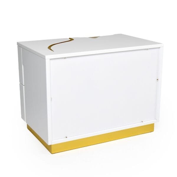 Modrest Aspen Modern Wide White and Gold Nightstand - Image 4