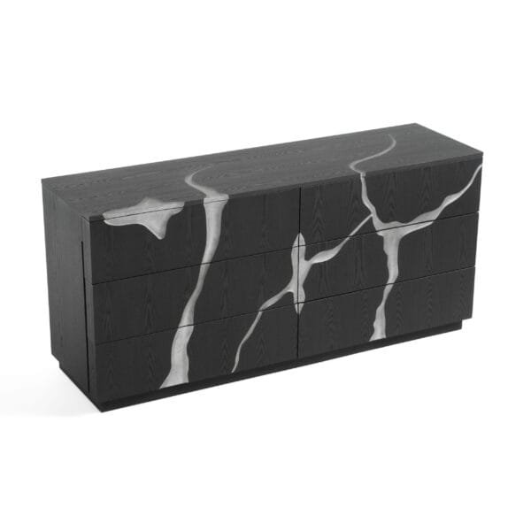 Modrest Aspen - Modern Matte Brown Ash & Silver Dresser - Image 2
