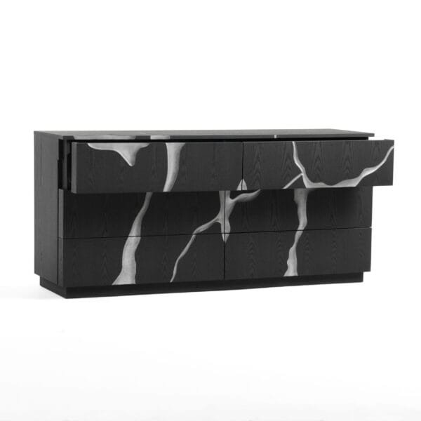 Modrest Aspen - Modern Matte Brown Ash & Silver Dresser - Image 3