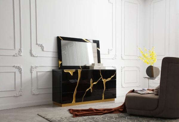 Modrest Aspen - Modern Black and Gold Dresser