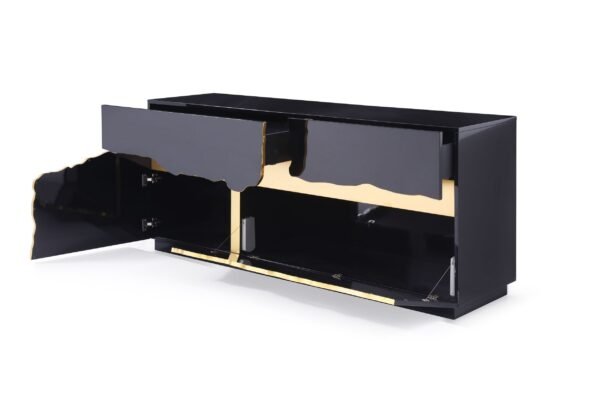 Modrest Aspen - Modern High Gloss Black & Gold Buffet - Image 4