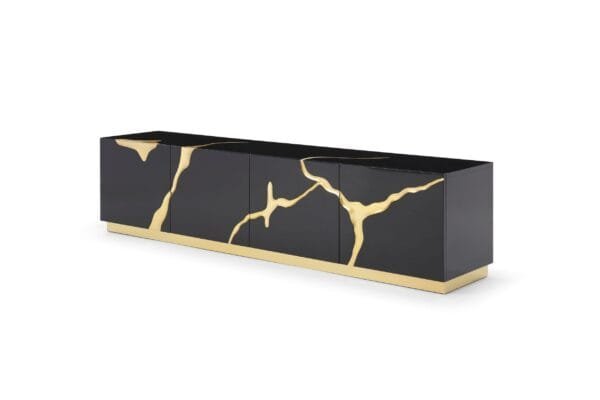 Modrest Aspen - Modern Black & Gold TV Stand - Image 3
