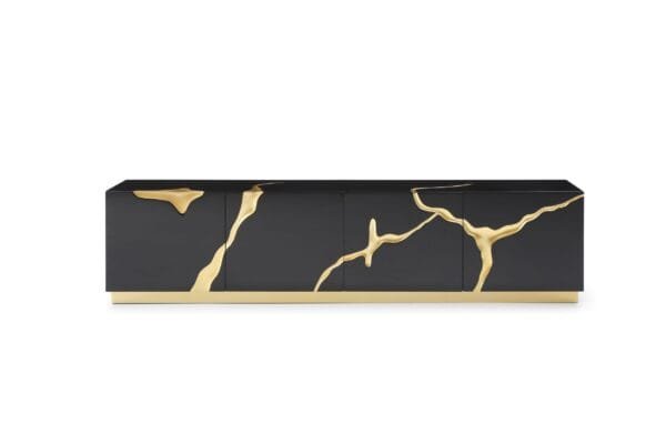 Modrest Aspen - Modern Black & Gold TV Stand - Image 4