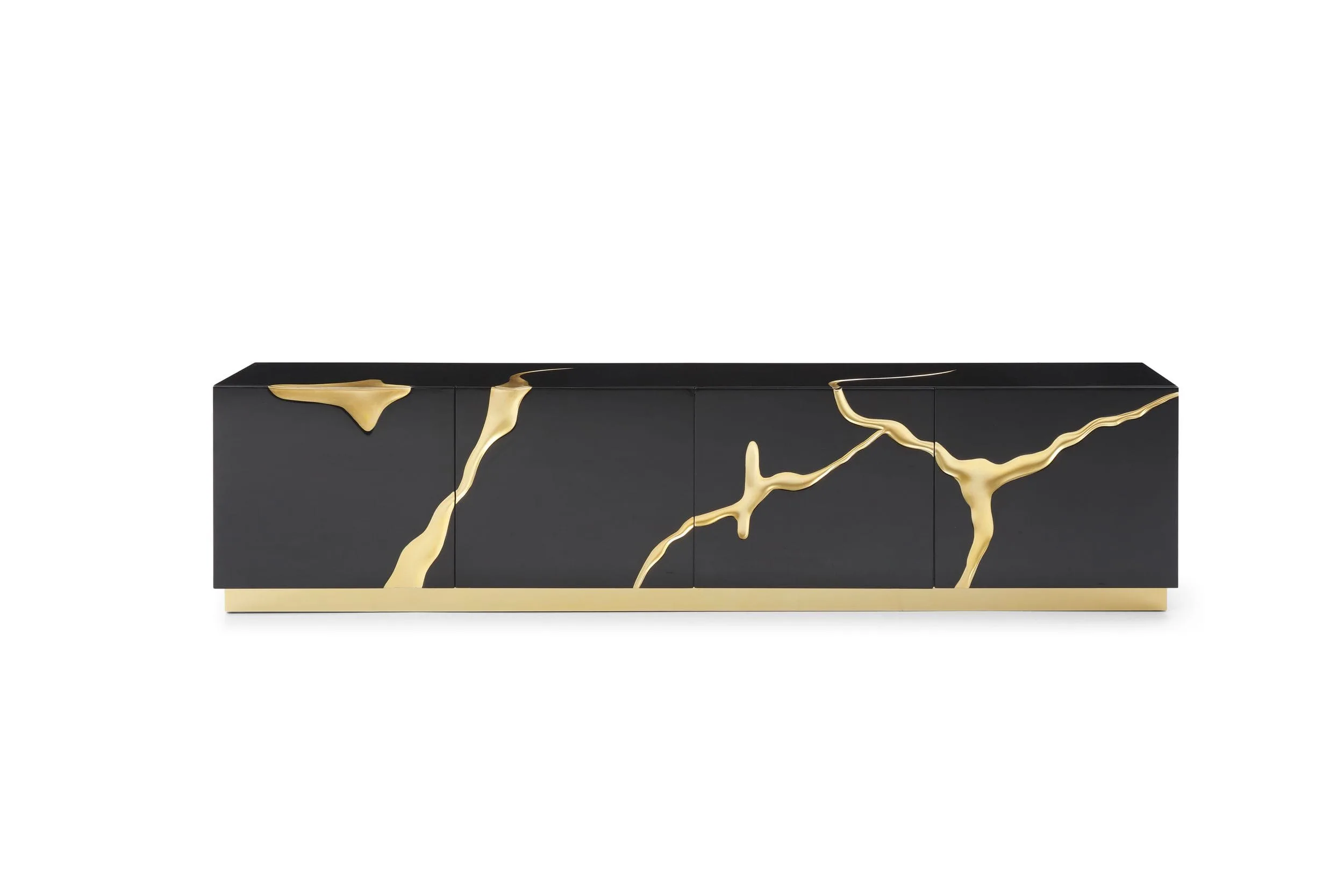 Modrest Aspen - Modern Black & Gold TV Stand - Image 4