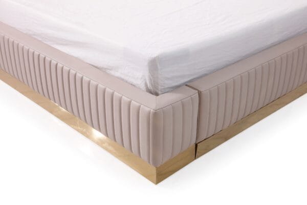 Modrest Sterling - Queen Modern Beige + Gold Bed + Nightstands - Image 3