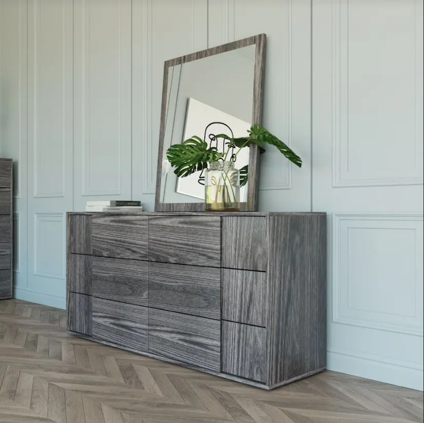 Nova Domus Asus - Italian Modern Elm Grey Mirror