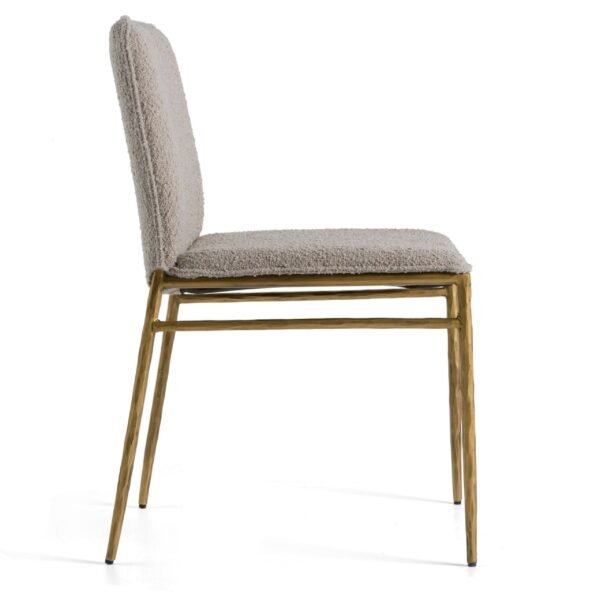 Modrest Atlanta - Modern Beige Fabric & Brass Dining Chair - Image 3