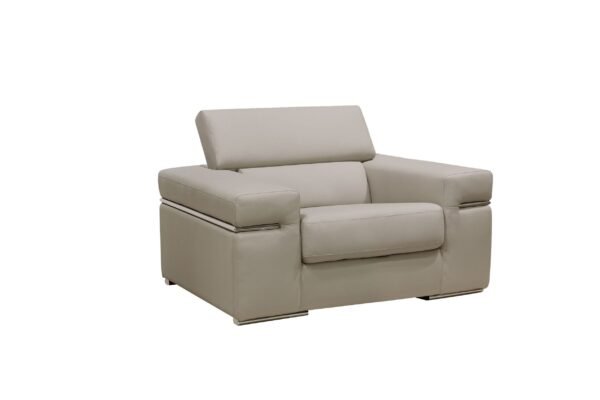 Divani Casa Atlantis - Modern Light Grey Vegan Leather Accent Chair